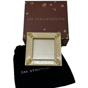 Jay Strongwater 2" SQUARE PAVE CORNER Picture Frame, Gold Ivory New